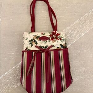 Longaberger small lined tote Christmas bag